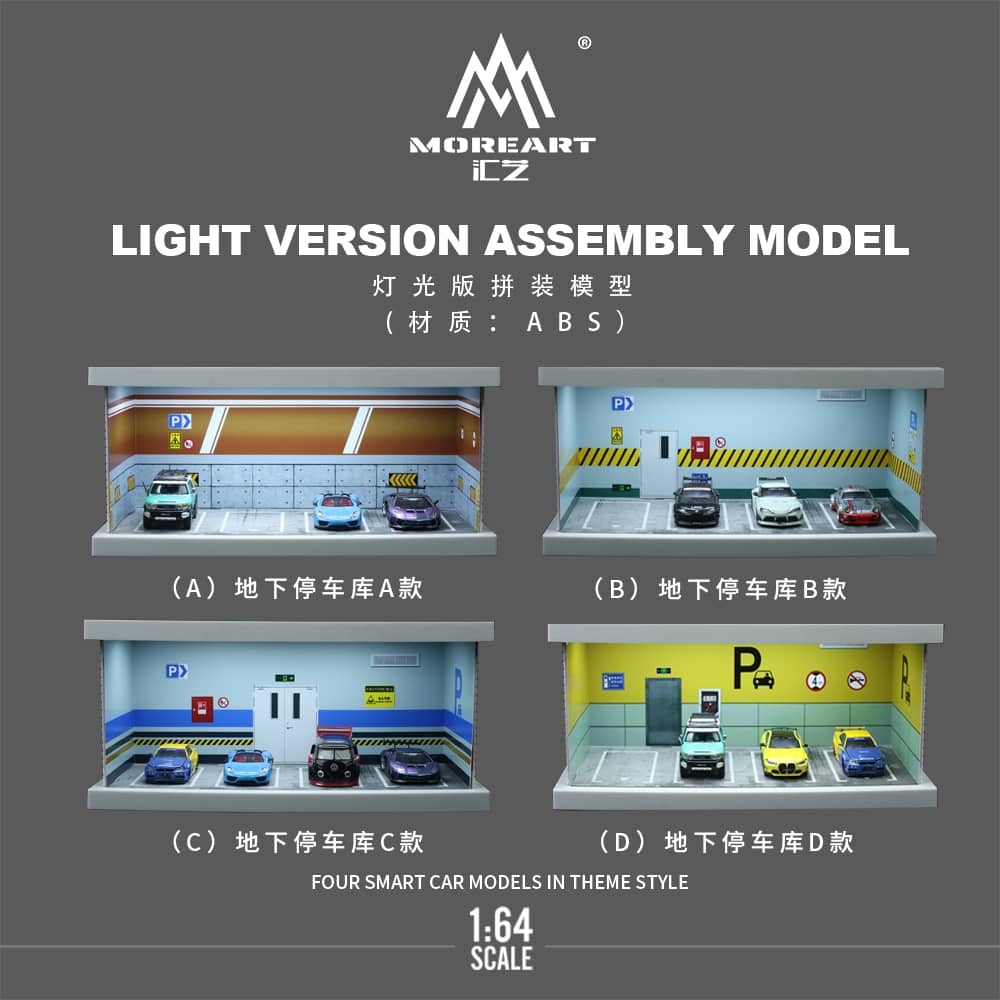 Assembly Diorama ABS Underground Parking Lot Theme with LED Light A whole set