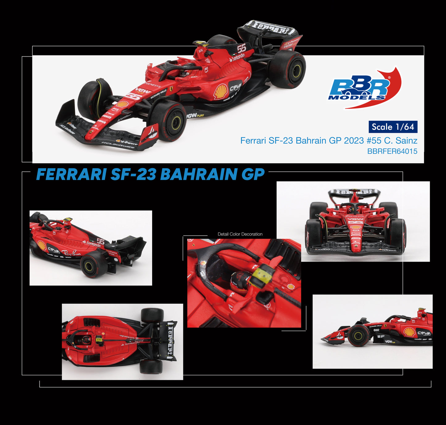 Ferrari SF23 #55 C. Sainz Bahrain GP 2023