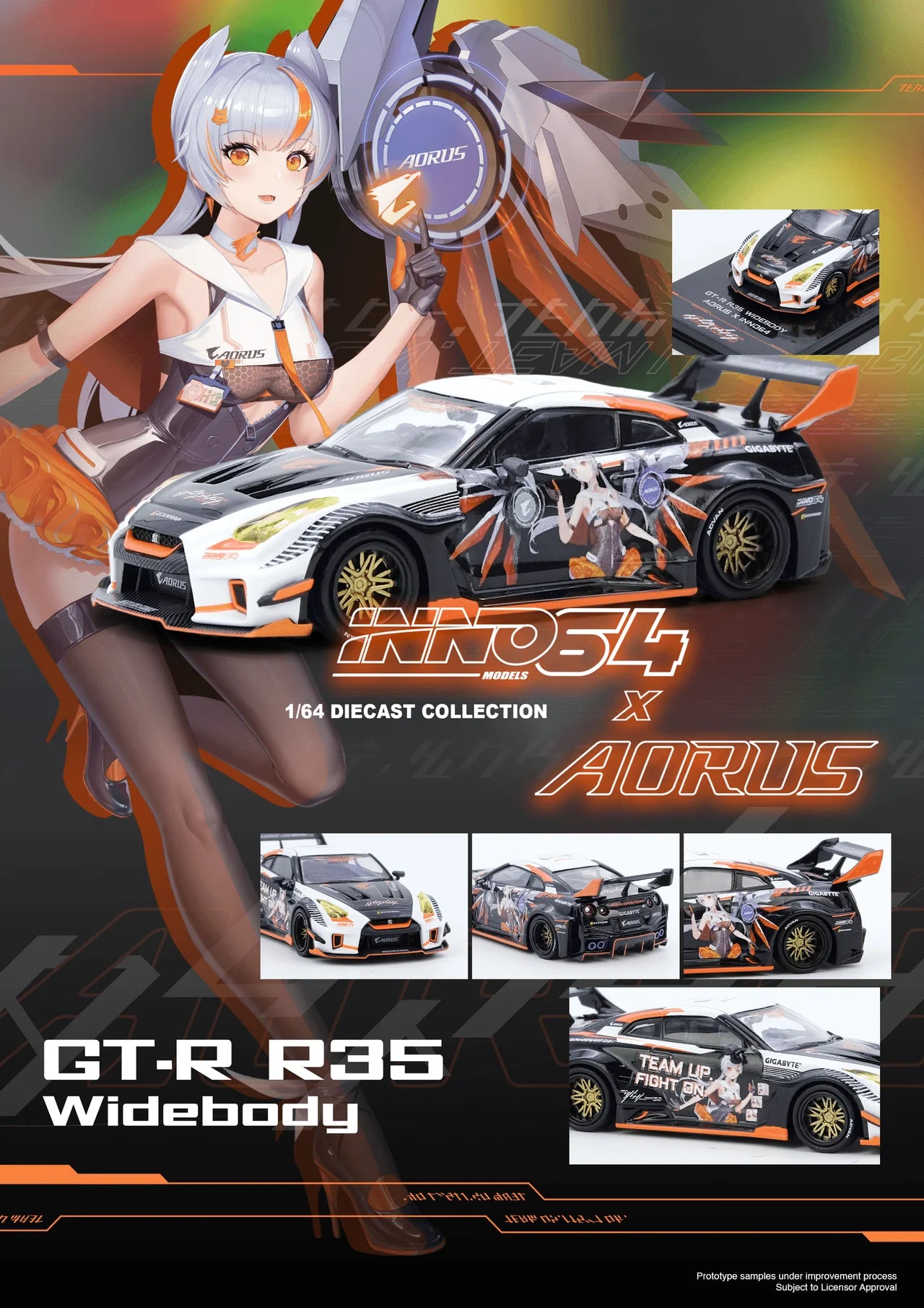 ELŐRENDELÉS - #IN64-R35LB-AORUS - Nissan GT-R R35 WIDEBODY AORUS X INNO64 (Event Exclusive)