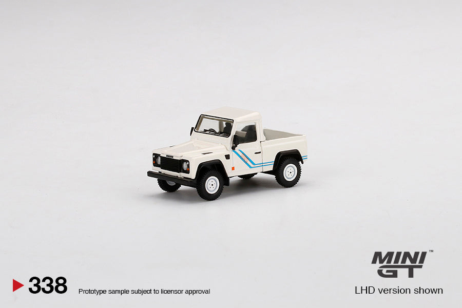 #338 - Land Rover Defender 90 Pick-Up (White/Blue Stripes)
