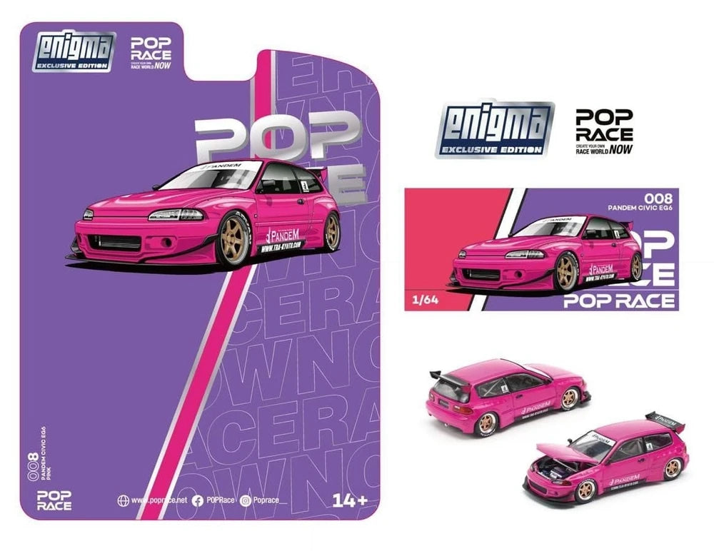 pop race enigma honda pandem civic eg6 pink