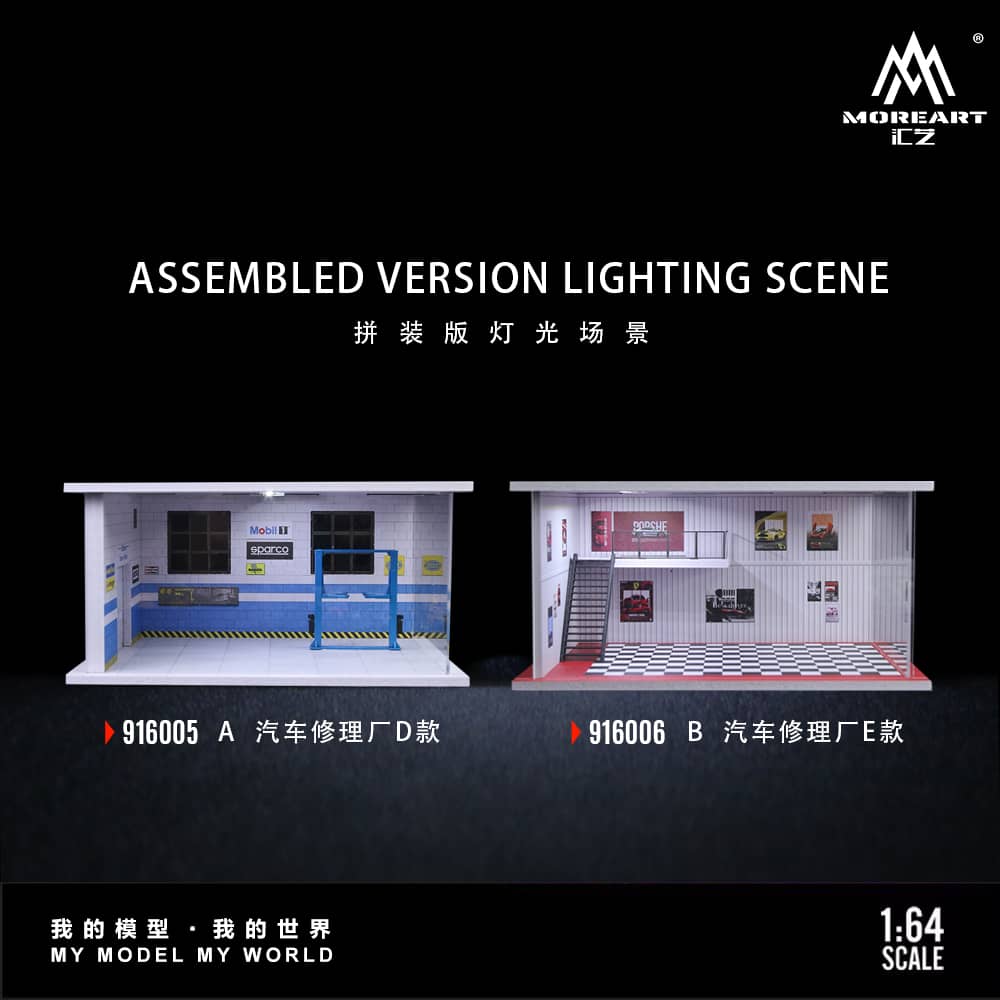 ELŐRENDELÉS - #MO916006 - Assembly Diorama Parking Lot Theme with LED Light Auto Garage Livery