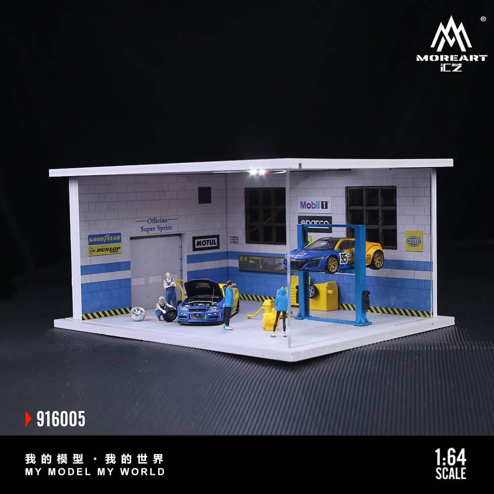 ELŐRENDELÉS - #MO916005 - Assembly Diorama Parking Lot Theme with LED Light Auto Garage Livery