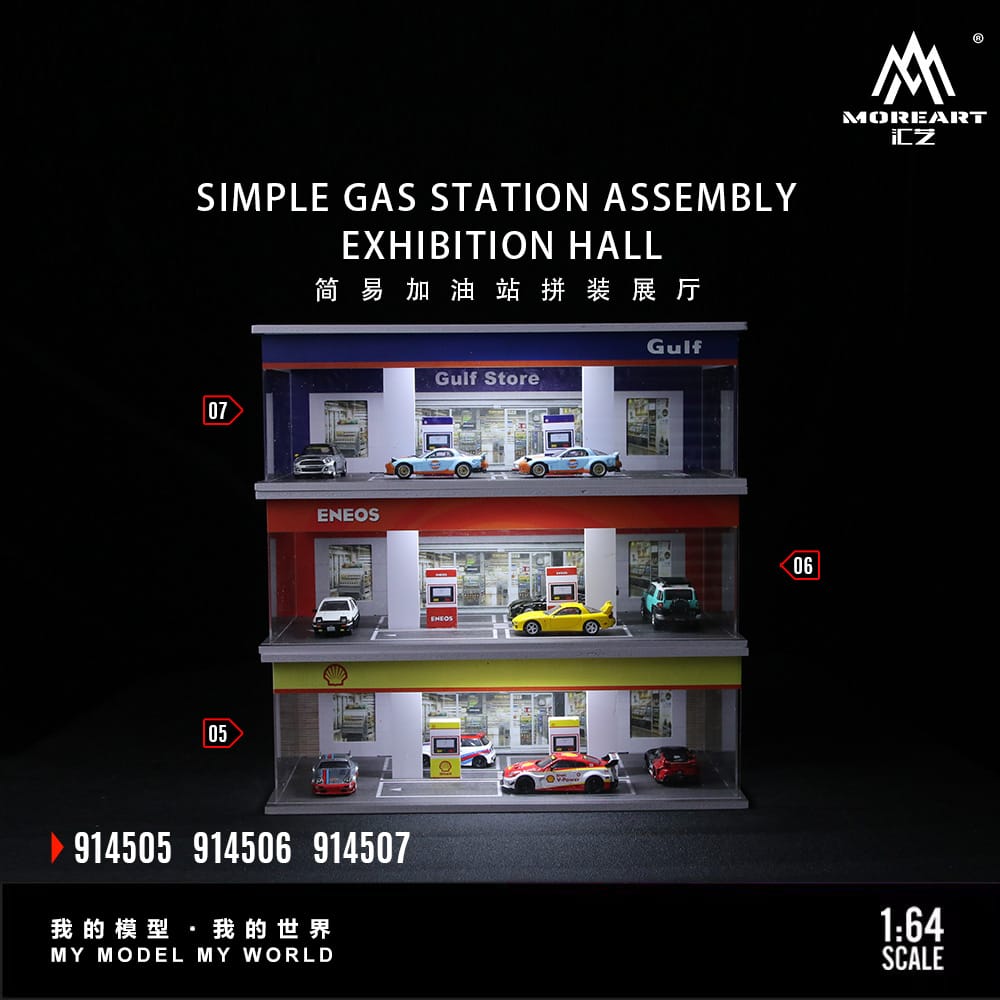 ELŐRENDELÉS - #MO914505 - #A) Assembly Diorama Simple Gas Station Diorama with LED Light