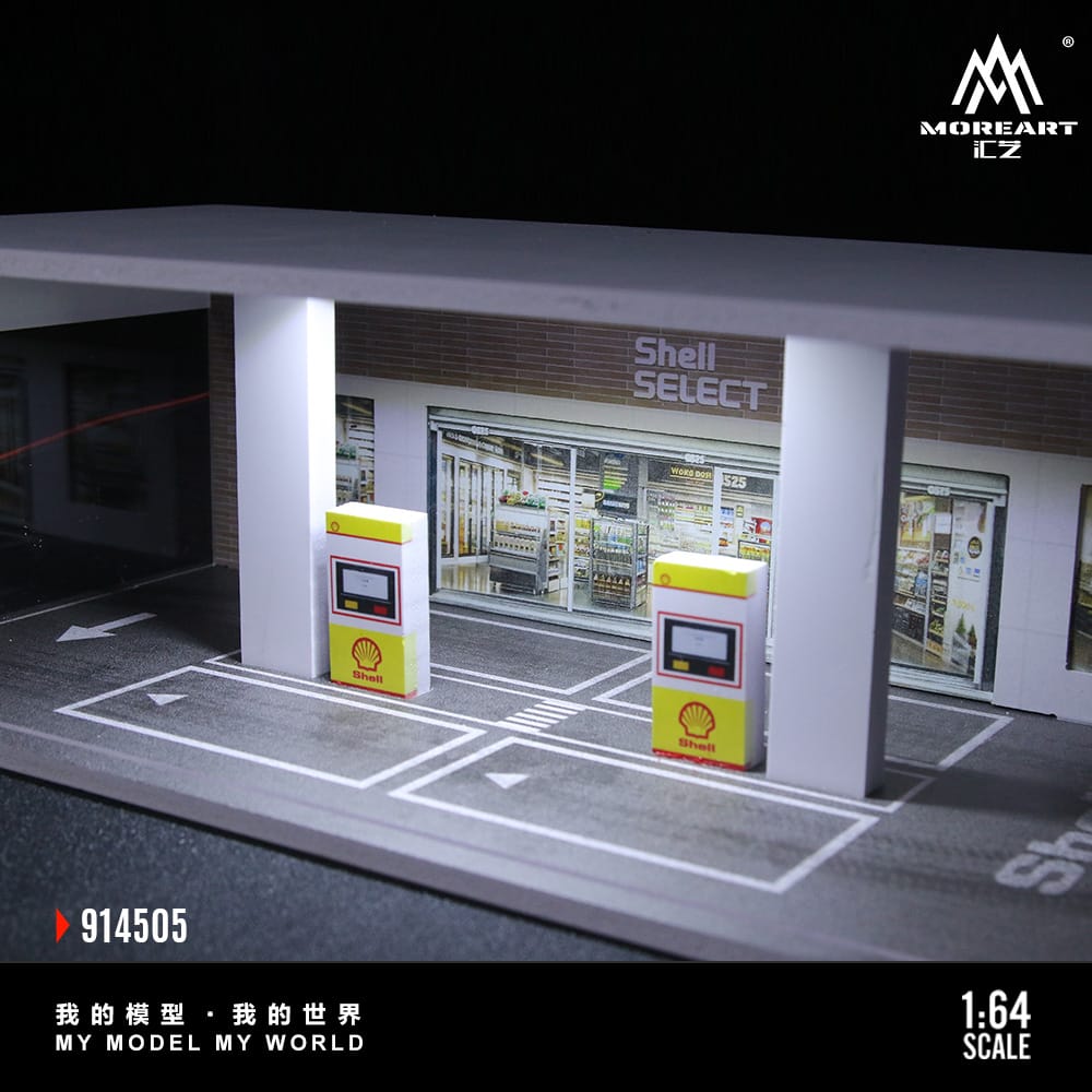 ELŐRENDELÉS - #MO914505 - #A) Assembly Diorama Simple Gas Station Diorama with LED Light