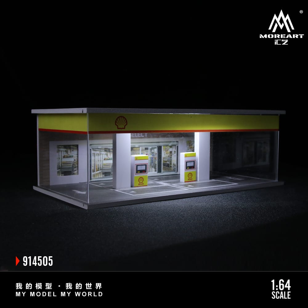 ELŐRENDELÉS - #MO914505 - #A) Assembly Diorama Simple Gas Station Diorama with LED Light