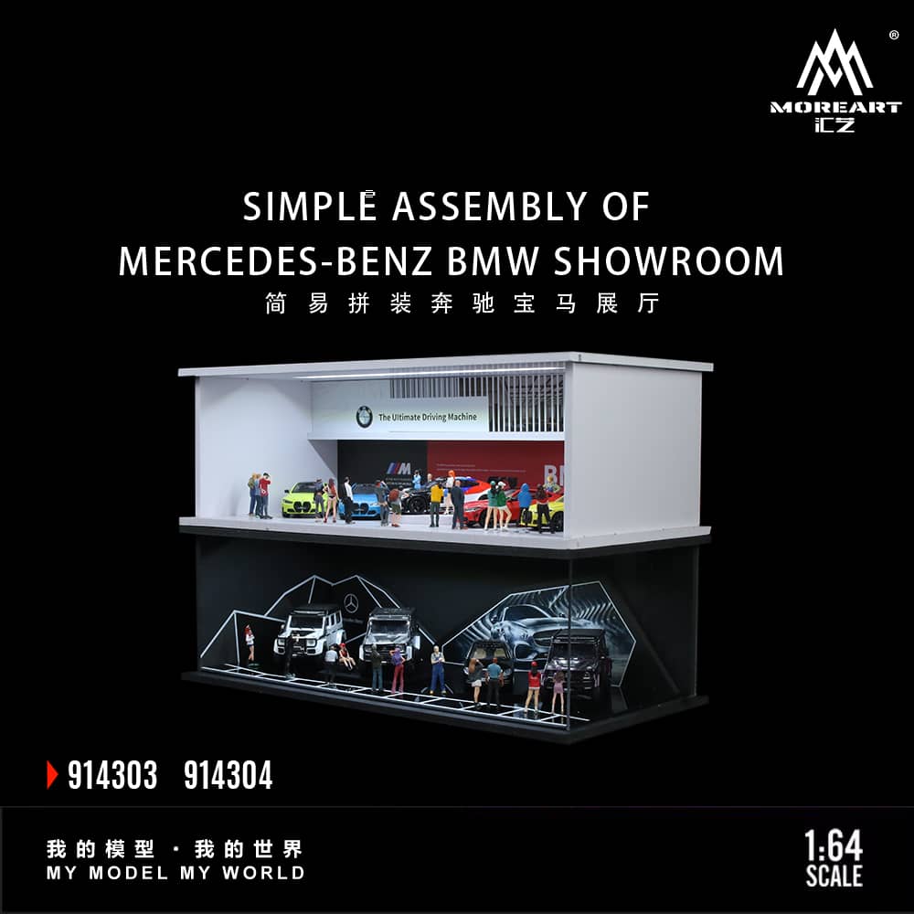 bmw mercedes benz show room diorama