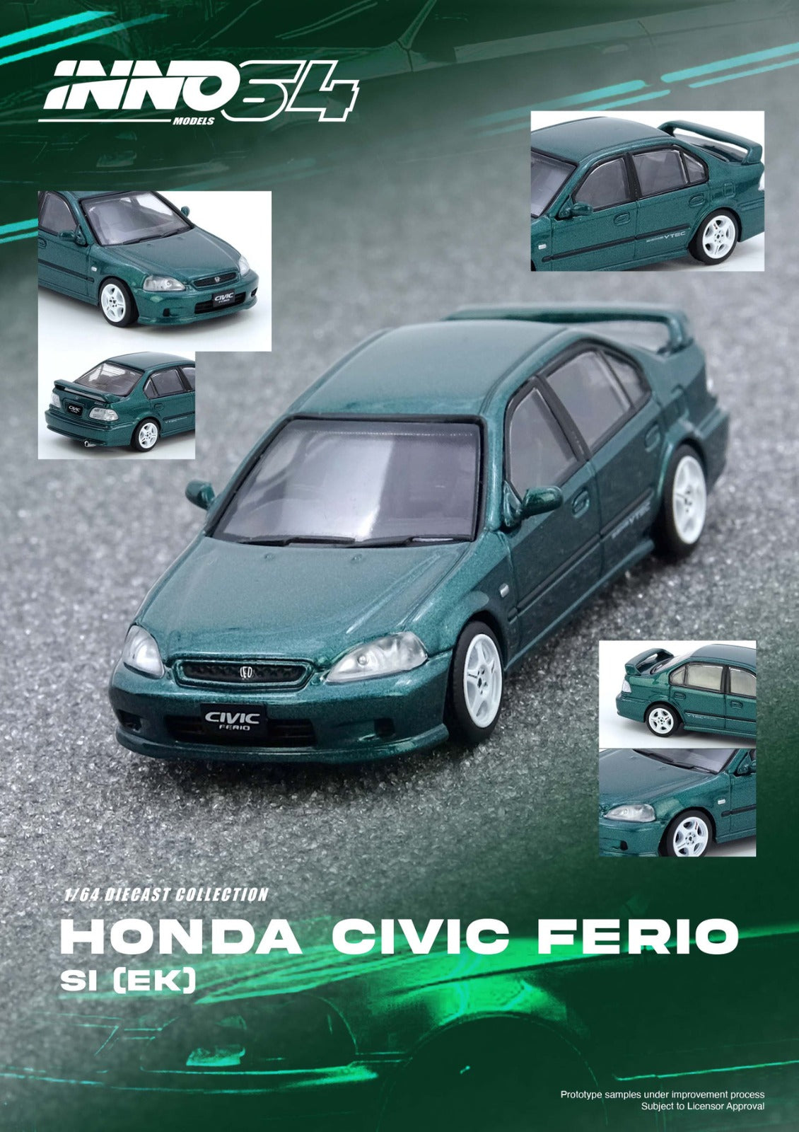 ELŐRENDELÉS - #IN64-EKS-GREEN - Honda Civic Ferio (Si EK), Green