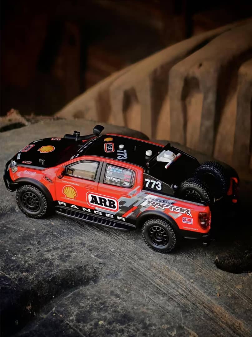 ELŐRENDELÉS - MK Miniatures - Ford Ranger Raptor 2024 - Baja Racing Version 773# Racing Livery, Red/Black
