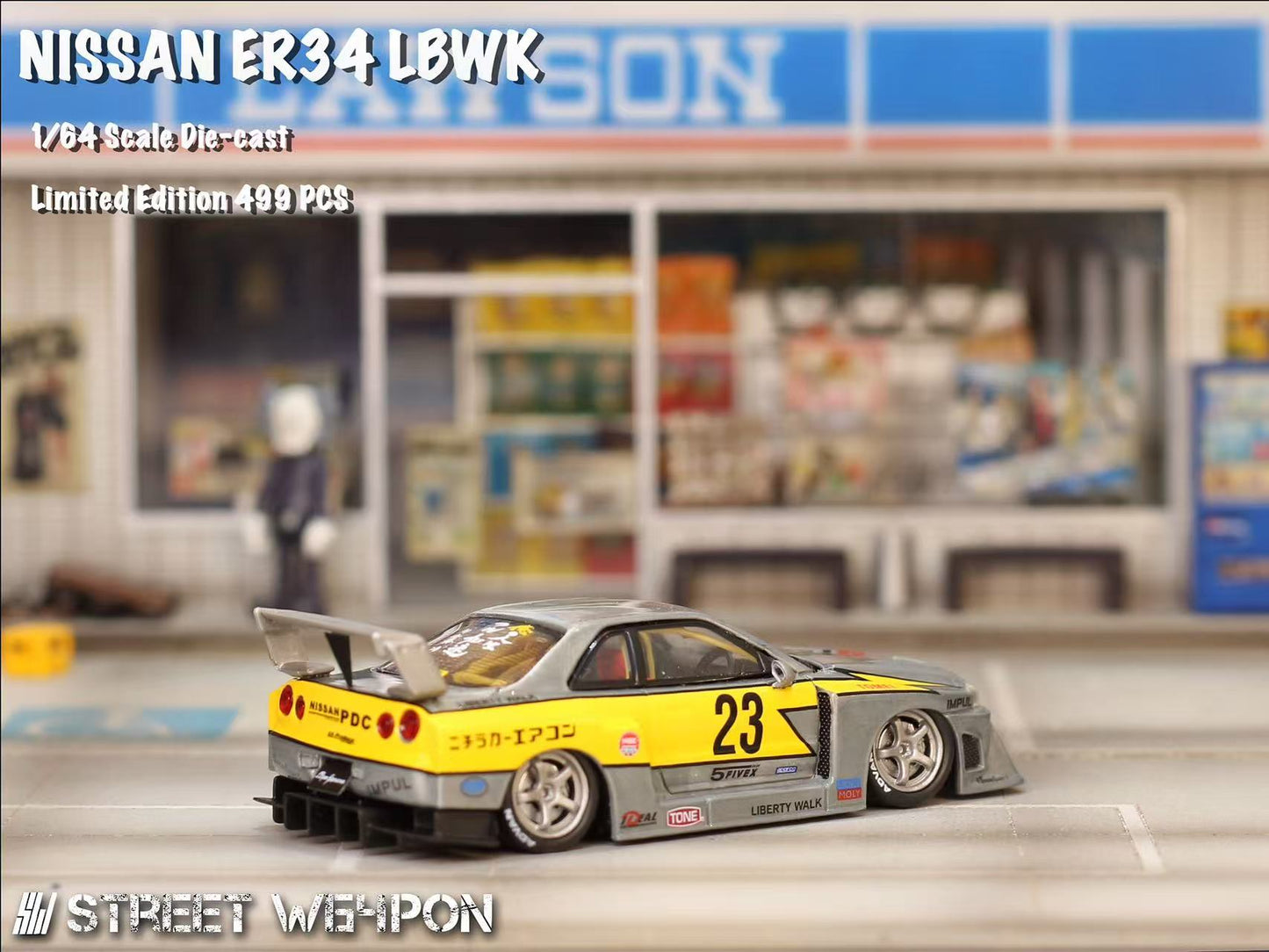 ELŐRENDELÉS - Street Warrior - Nissan Skyline GT-R R34 - LB, Super Silhouette ER34 - Open-Hood, Visible Engine Raw Lightning 23# Livery