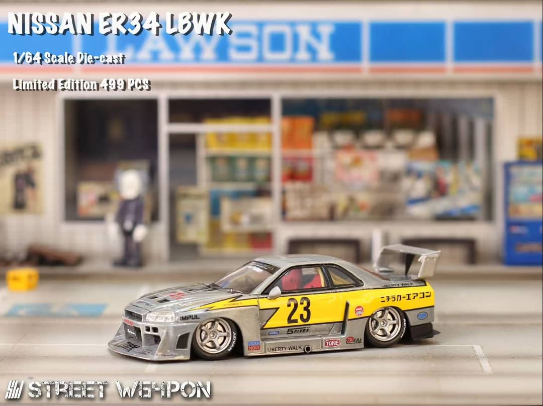 ELŐRENDELÉS - Street Warrior - Nissan Skyline GT-R R34 - LB, Super Silhouette ER34 - Open-Hood, Visible Engine Raw Lightning 23# Livery