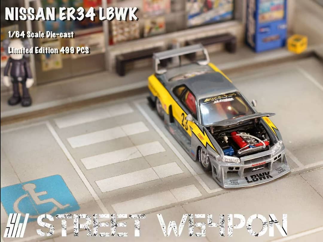 ELŐRENDELÉS - Street Warrior - Nissan Skyline GT-R R34 - LB, Super Silhouette ER34 - Open-Hood, Visible Engine Raw Lightning 23# Livery