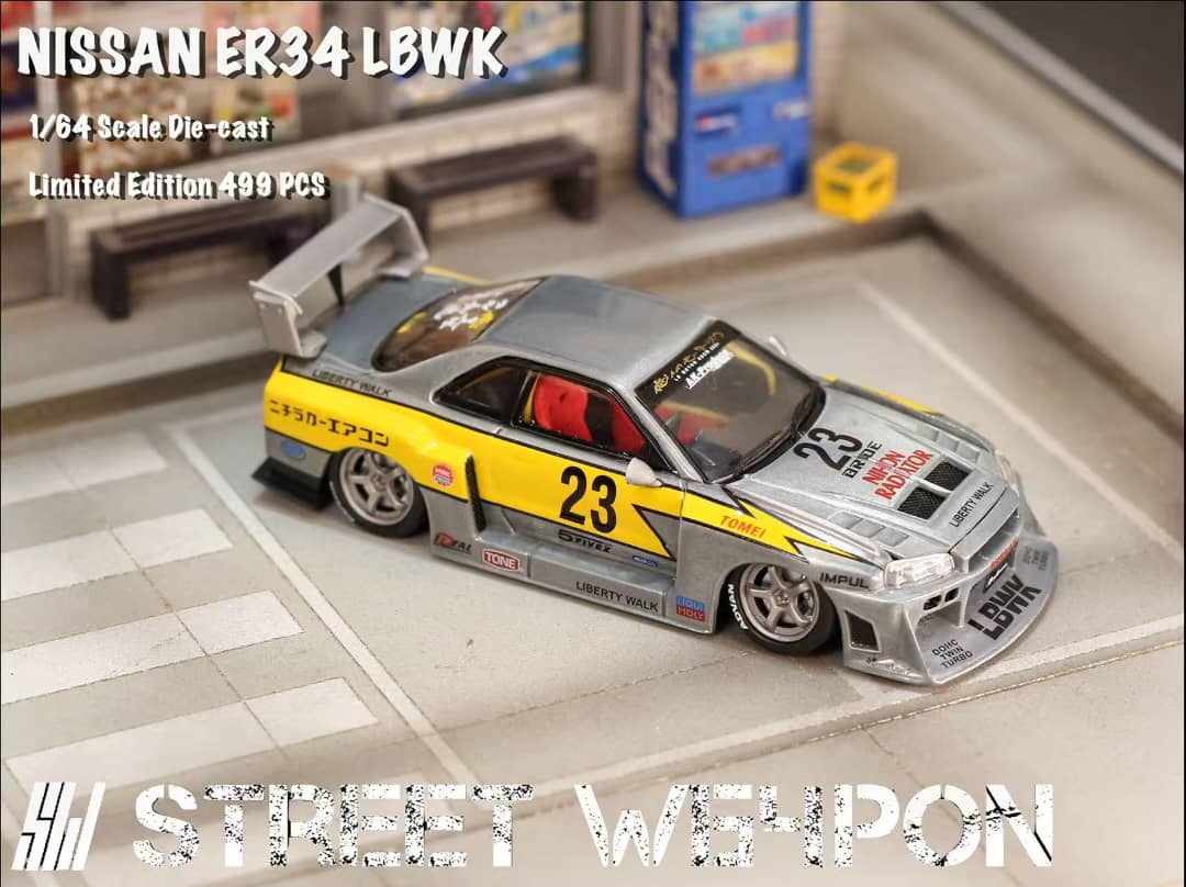 ELŐRENDELÉS - Street Warrior - Nissan Skyline GT-R R34 - LB, Super Silhouette ER34 - Open-Hood, Visible Engine Raw Lightning 23# Livery