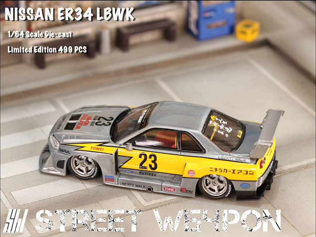 ELŐRENDELÉS - Street Warrior - Nissan Skyline GT-R R34 - LB, Super Silhouette ER34 - Open-Hood, Visible Engine Raw Lightning 23# Livery