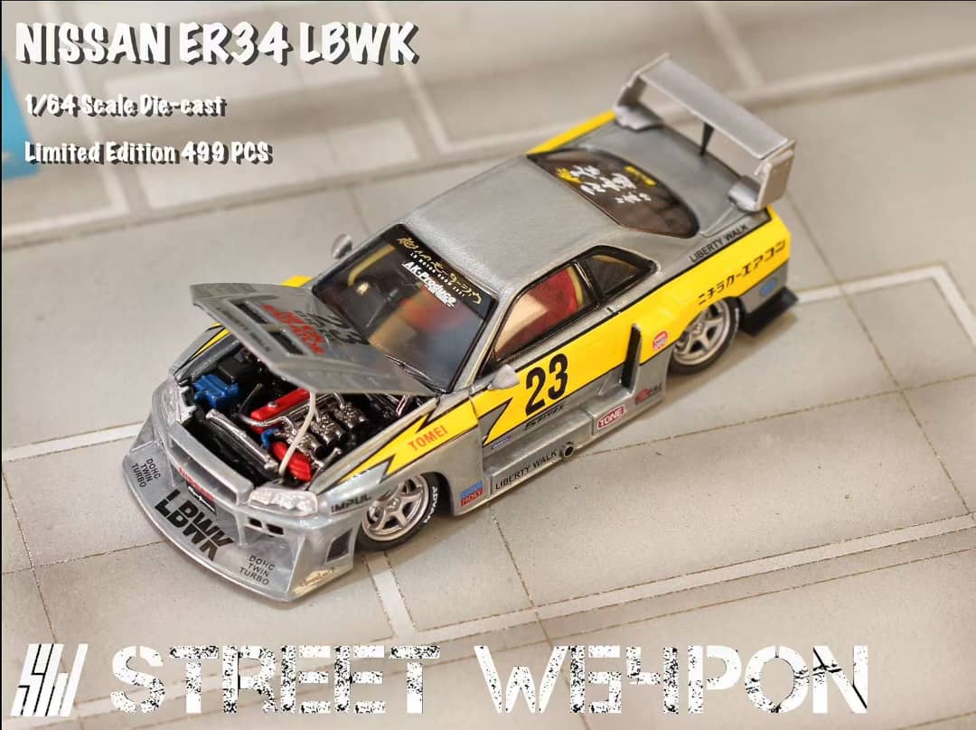ELŐRENDELÉS - Street Warrior - Nissan Skyline GT-R R34 - LB, Super Silhouette ER34 - Open-Hood, Visible Engine Raw Lightning 23# Livery