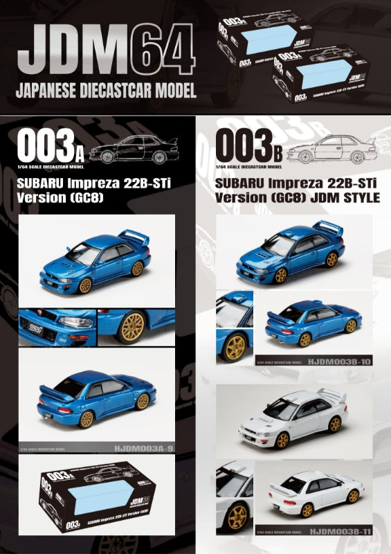 #HJDM003B-10 - Hobby Japan JDM64 - Subaru Impreza (GC8) WRX 22B STI - JDM verzió - Kék