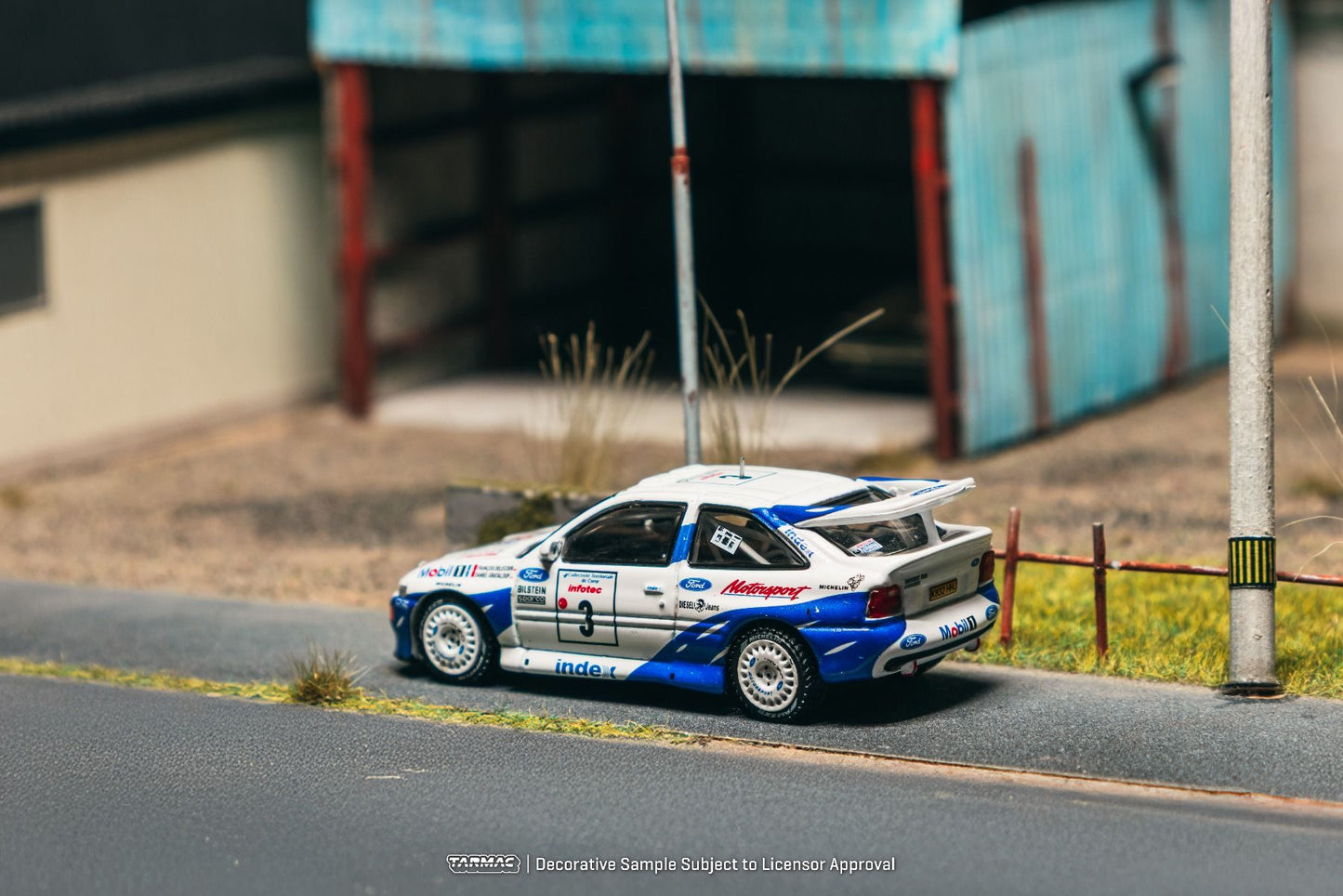 ELŐRENDELÉS - #TC-T64-081-93RDF03 - Ford Escort RS Cosworth - #3 Francois Delecour / Daniel Grataloup - Tour de Corse Rallye de France Winner, White/Blue