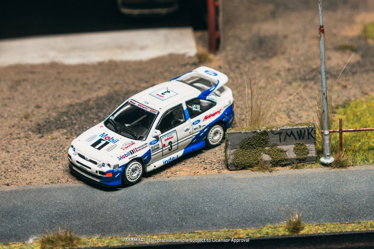 ELŐRENDELÉS - #TC-T64-081-93RDF03 - Ford Escort RS Cosworth - #3 Francois Delecour / Daniel Grataloup - Tour de Corse Rallye de France Winner, White/Blue