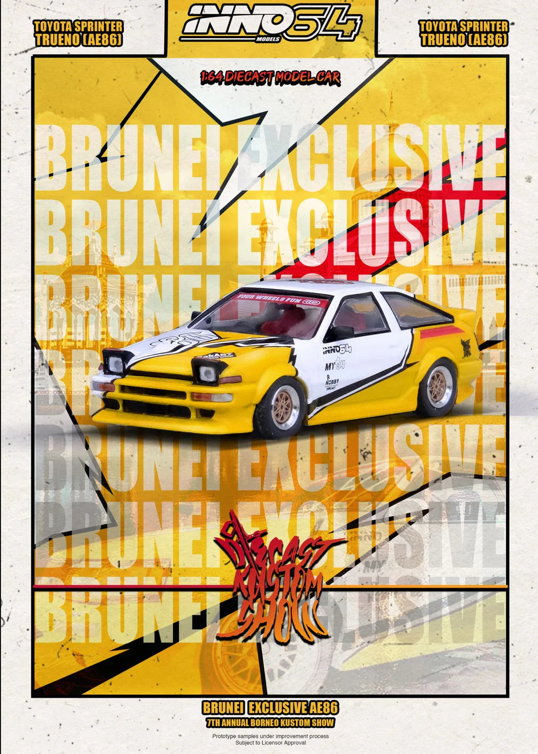 Toyota Sprinter Trueno AE86 *Brunei Diecast Kustom Show 2024*, Yellow/White