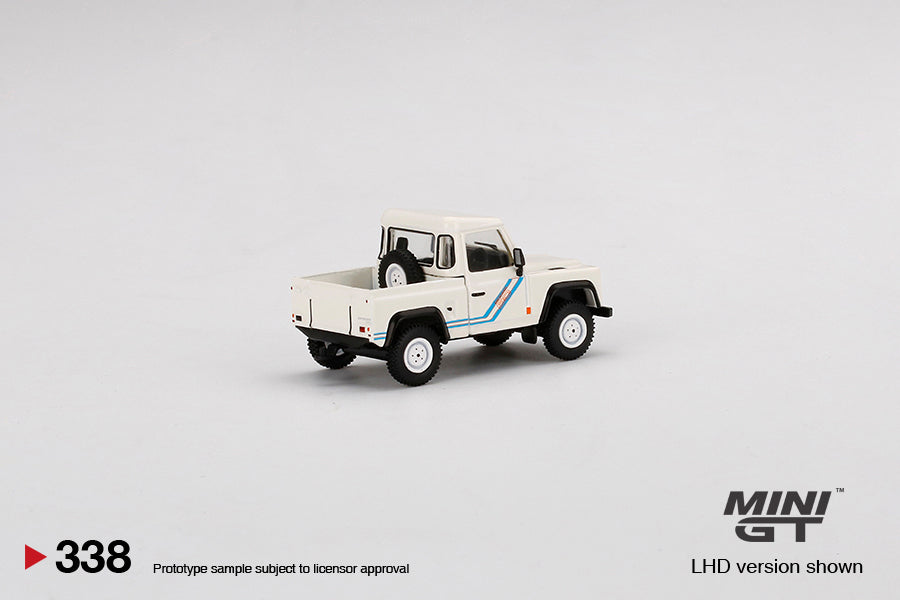 #338 - Land Rover Defender 90 Pick-Up (White/Blue Stripes)