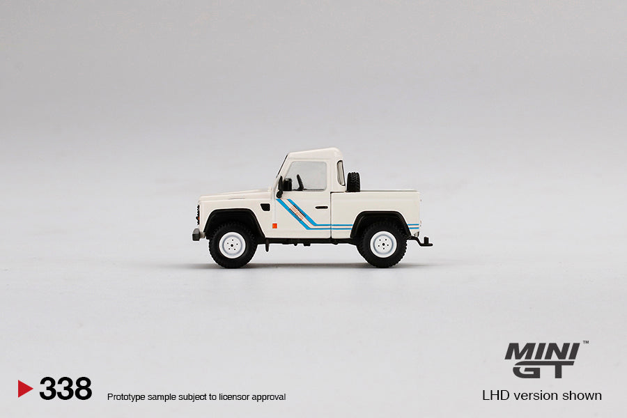 #338 - Land Rover Defender 90 Pick-Up (White/Blue Stripes)