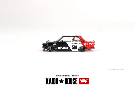 #KHMG102 - Datsun Street 510 Racing V1 *Kaido House* (Black/White/Red)