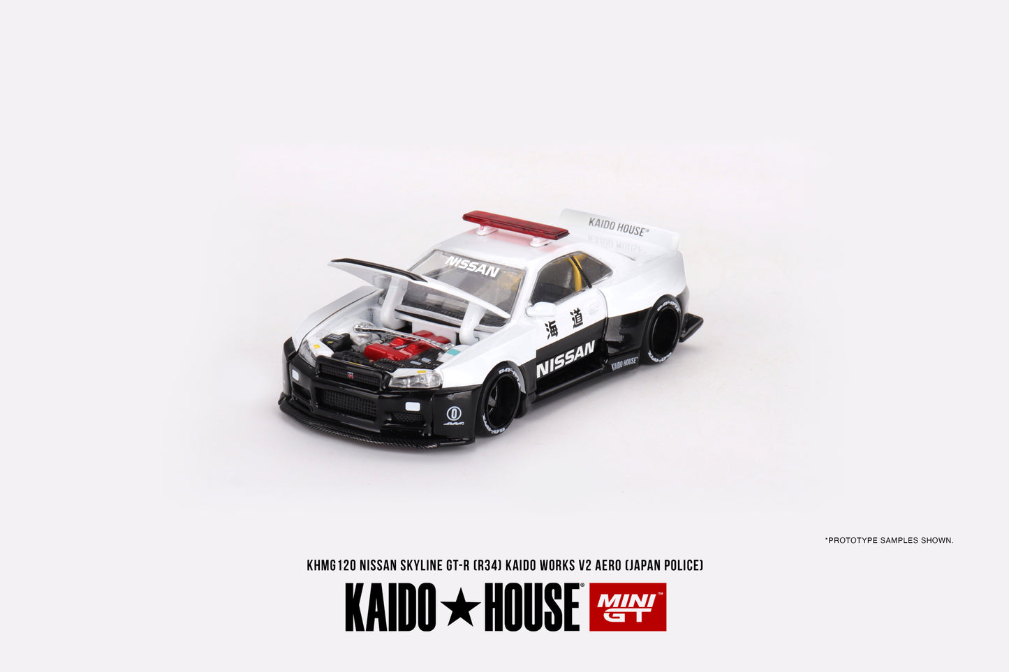 #KHMG120 - Nissan Skyline GT-R (R34) Kaido Works V2 Aero (White/Black)
