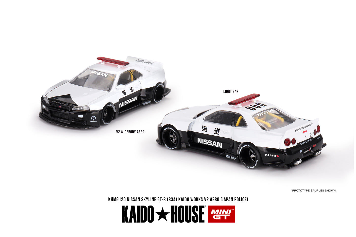#KHMG120 - Nissan Skyline GT-R (R34) Kaido Works V2 Aero (White/Black)