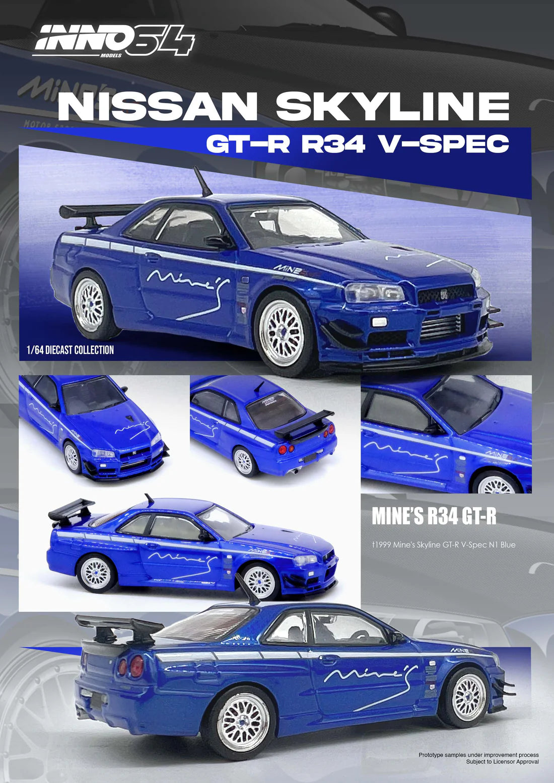 Nissan Skyline GT-R (R34) V-Spec Tuned by *Mines*, Blue