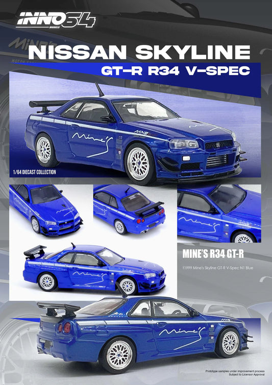 Nissan Skyline GT-R (R34) V-Spec Tuned by *Mines*, Blue