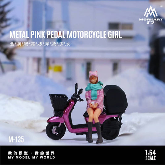 Resin Model Metallic Pink Motorcycle and Figure Set 2