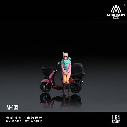 Resin Model Metallic Pink Motorcycle and Figure Set 7