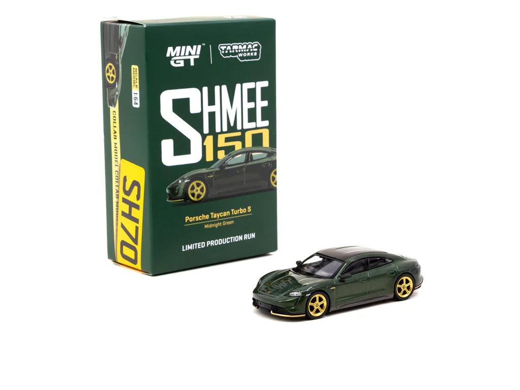 MiniGT X Tarmac Works 1/64 Porsche Taycan Turbo S Midnight Green SHMEE150 - COLLAB64