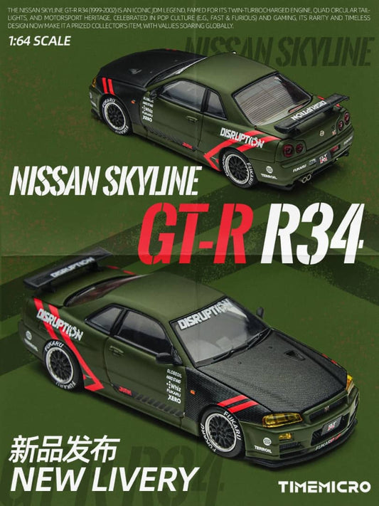 ELŐRENDELÉS - #TM800503 - Time Micro - Nissan Skyline GT-R R34 - NISMO Z-Tune, Matte Green
