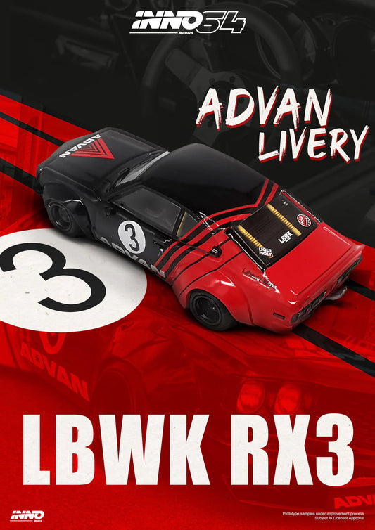LBWK Mazda RX3 Savanna *Advan Livery* Fekete-Piros