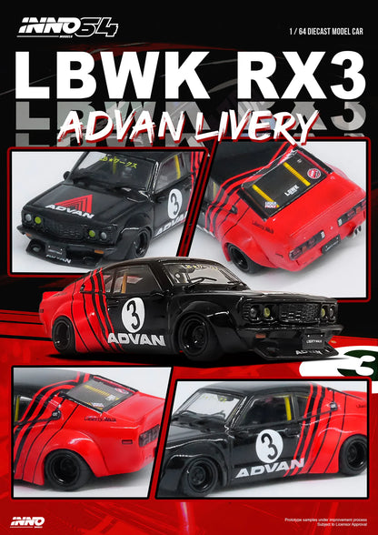 LBWK Mazda RX3 Savanna *Advan Livery* Fekete-Piros