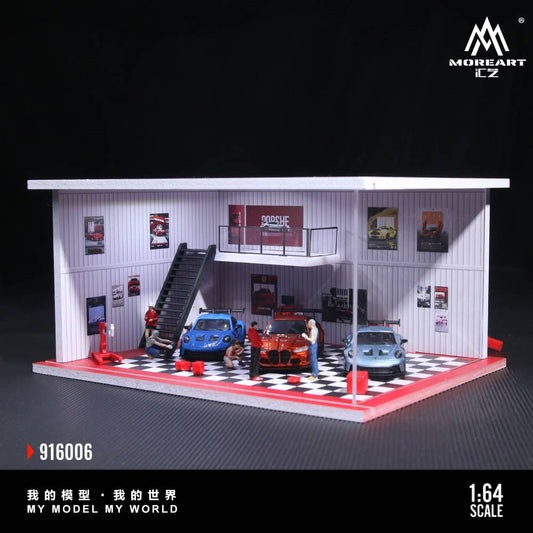 ELŐRENDELÉS - #MO916006 - Assembly Diorama Parking Lot Theme with LED Light Auto Garage Livery