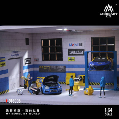 ELŐRENDELÉS - #MO916005 - Assembly Diorama Parking Lot Theme with LED Light Auto Garage Livery