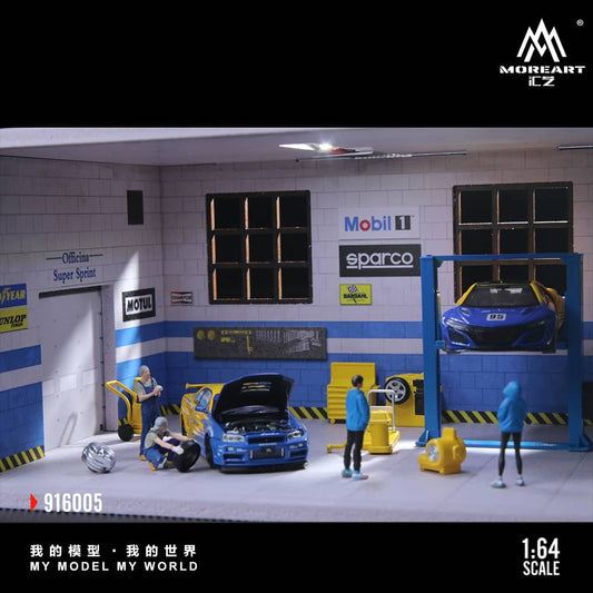 ELŐRENDELÉS - #MO916005 - Assembly Diorama Parking Lot Theme with LED Light Auto Garage Livery