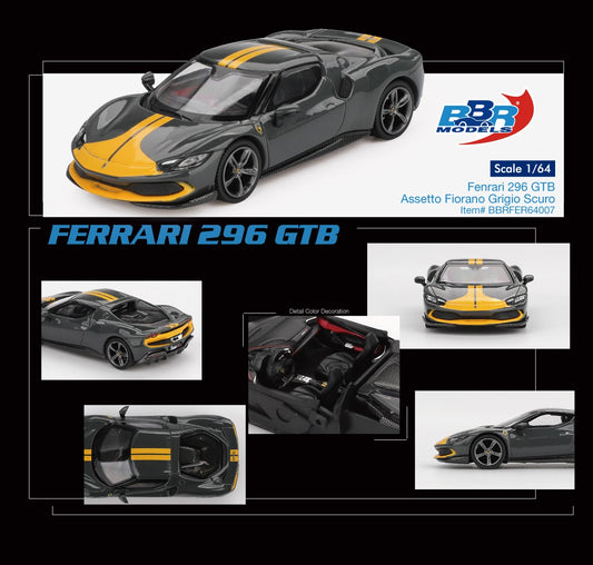 ELŐRENDELÉS - #BBRFER64007 - Ferrari 296 GTB Asetto Fiorano, Grigio Scuro