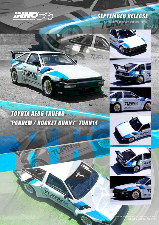 [Előrendelés] Toyota AE86 Sprinter Trueno *Turn14 Pandem/Rocket Bunny* - white/black/blue