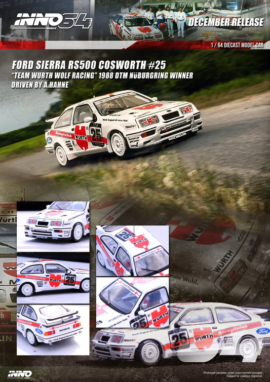 Ford Sierra RS500 Cosworth #25 Team Wurth Racing DTM Nurnburgring winner 1988 A.Hahne - white/red