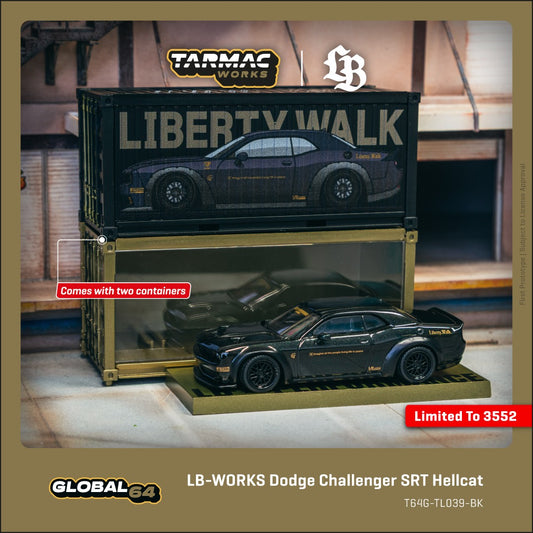 Dodge Challenger SRT Hellcat *LB-WORKS* with 2 containers, Black Metallic