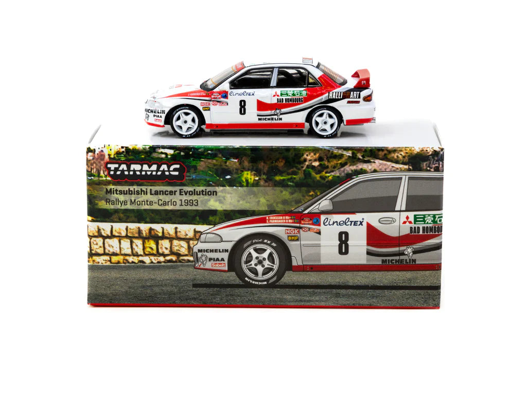 Mitsubishi Lancer Evolution, #8 K.Eriksson/S. Parmander Rally Monte Carlo 1993, White/Red