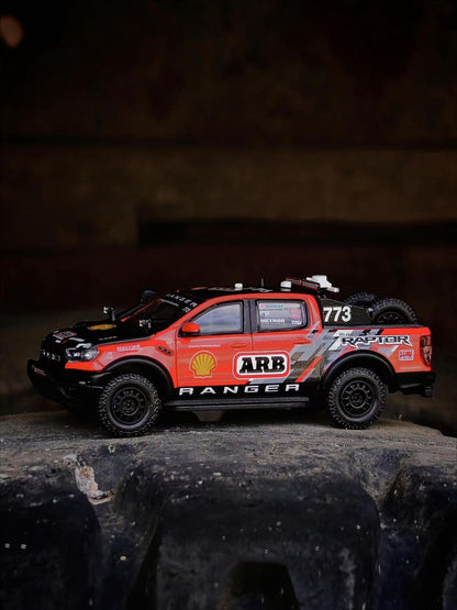 ELŐRENDELÉS - MK Miniatures - Ford Ranger Raptor 2024 - Baja Racing Version 773# Racing Livery, Red/Black