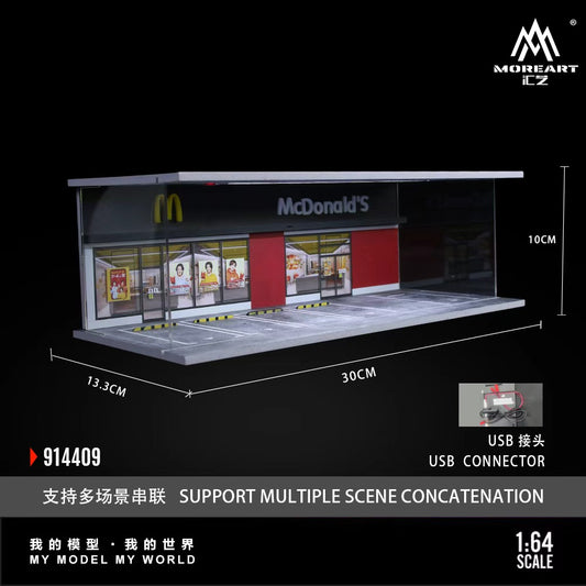 ELŐRENDELÉS - #MO914409 - Assembly diorama - Parking lot theme with LED light, McDonalds