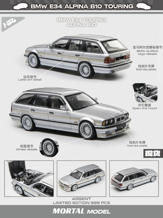 ELŐRENDELÉS - Mortal - BMW 5 Series E34 Wagon Alpina B10  Open-Engin Hood, Visible Engine, Silver