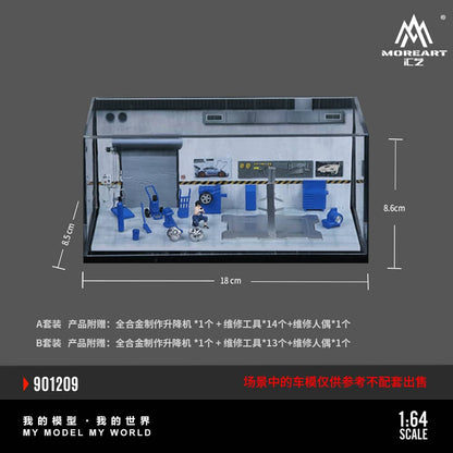 #MO901210 - One-Piece Diorama Auto Repair WorkShop B - Kék