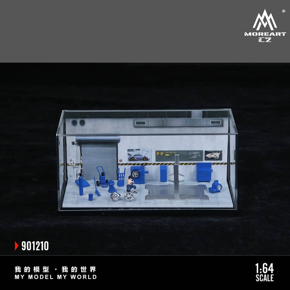 #MO901210 - One-Piece Diorama Auto Repair WorkShop B - Kék