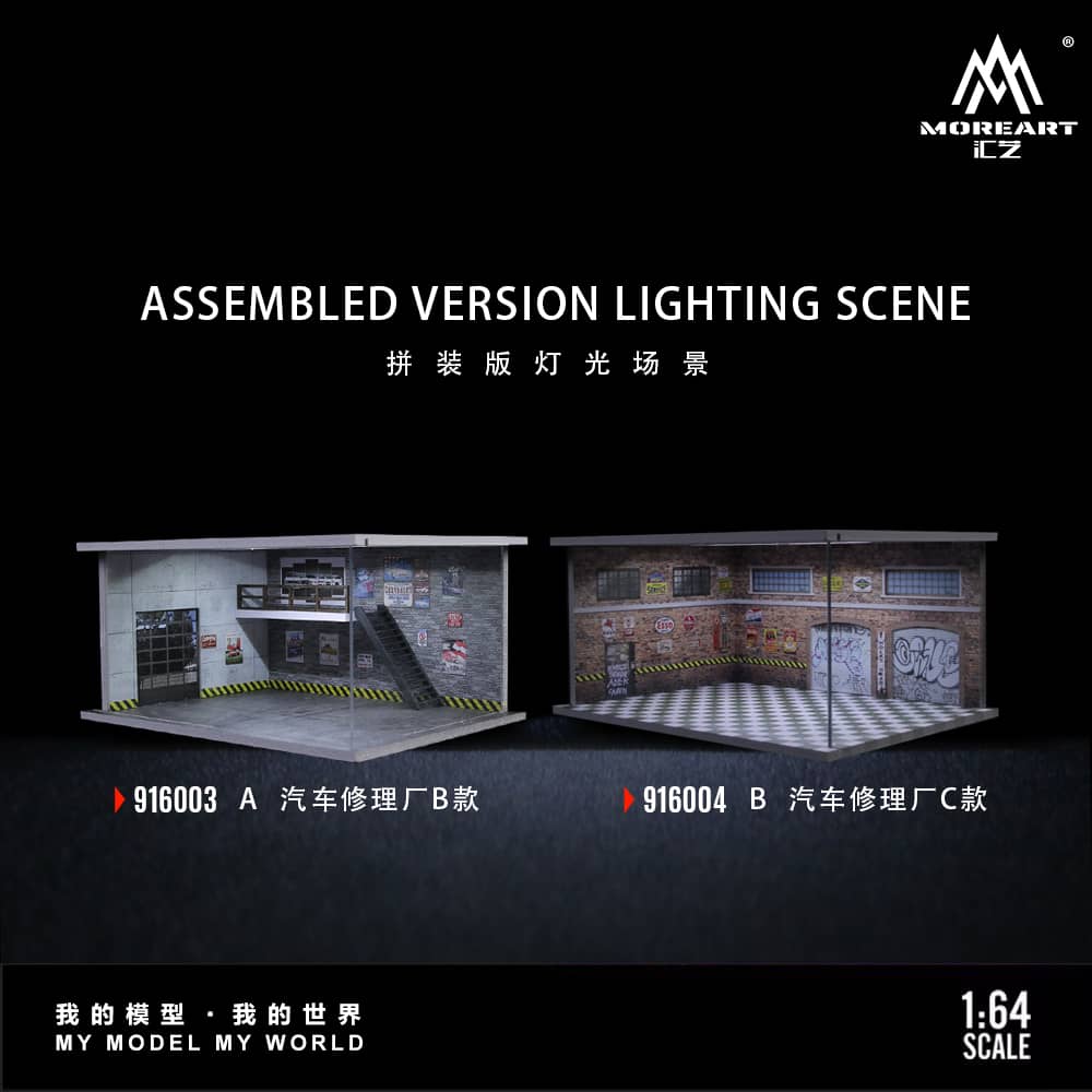 ELŐRENDELÉS - #MO916003 - Assembly Diorama Parking Lot Theme with LED Light Auto Garage Livery - B